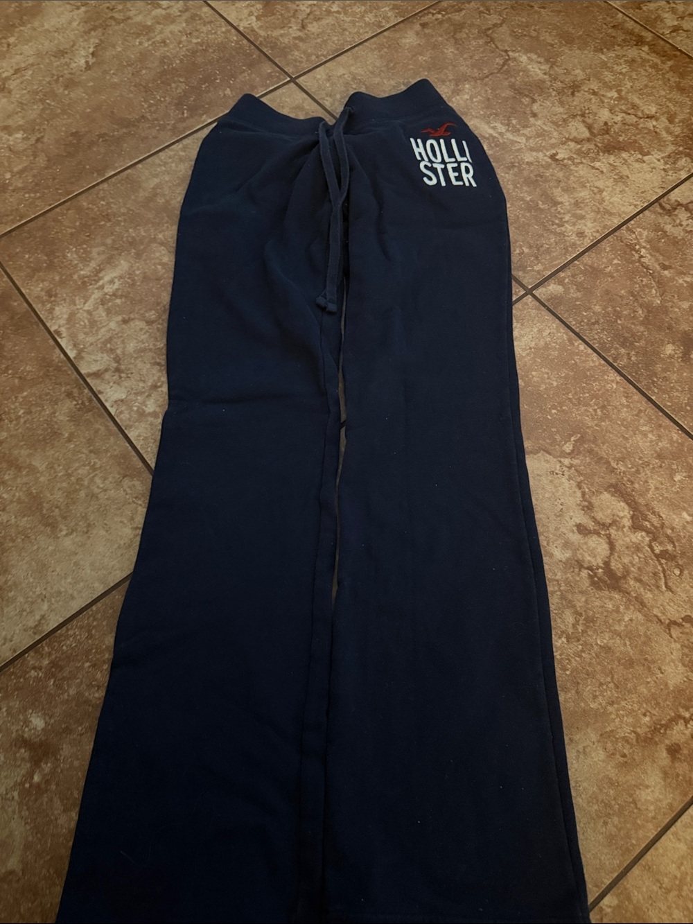 Hollister Navy Sweatpants with White Logo